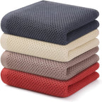 Kitinjoy 100% Cotton Waffle Weave Kitchen Towels, 4-Pack Super Soft and Absorbent Dish Towels for Drying Dishes, Kitchen Hand Towels, 13 in x 28 in, Multicolor