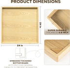 Axeman 24 Inch Large Square Wooden Ottoman Tray for Living Room|Extra Large Serving Tray with Handles for Coffee Table, Breakfast|Decorative Wood Tray for Ottoman Couch Sofa Kitchen|Natural