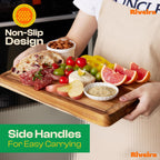 Riveira Teak Wood Cutting Board – Gourmet Teak Grandeur: 20 x 14 Wooden Cutting Board – Natural Wooden Cutting Boards For Kitchen Decorative – Innovative Juice Grooves Teak Wooden Chopping Board