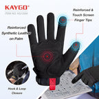 KAYGO Work Gloves For Men, KG125M Mechanic Utility Work Gloves for All Purpose, Excellent Grip, Heavy Duty, Improved Dexterity, Touch Screen,Black, L