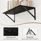 Heimlove Black Deep Floating Shelves for Wall, 24W x 8D Wood Wall Shelves Set of 2, Wide Floating Bookshelf for Living Room, Kitchen, Office, Bedroom and Decor Storage, with Metal Bracket - Black