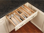 Rev-A-Shelf Trim-to-Fit Silverware Drawer Organizer For Kitchen Utensils, Cutlery Cabinet Storage Divider Insert, 23.98 x 21.97 In, Maple Wood, 4WUT-3