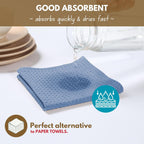 Native Fab 6 Pack Waffle Dish Cloths - 100% Cotton, Absorbent, Fast Dry & Soft Towels for Cleaning, Cooking & Drying Dishes - Perfect for Home, Restaurants, Cafes, Bar, 12x12 inch- Sky Blue