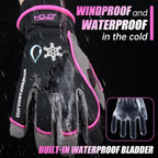 HANDLANDY Waterproof Insulated Work Gloves, 3M Thinsulate Thermal Winter Gloves for Men Women Touch Screen, Warm Ski Snowboard Cold Weather Gloves (Small, Pink)