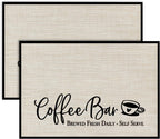 Artoid Mode Coffee Bar Mats Set of 2, 12x18 Inch Washable Non-Slip Plastic PVC Vinyl Table Mats for Coffee Machine, Countertops