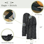 Heat Resistant Designer Kitchen Oven Mitts with Neoprene Non-Slip Grips and Hanging Loops | Set of 2 100% Cotton Long Sleeve Kitchen Oven Mitts | 5.5" x 12" | Black