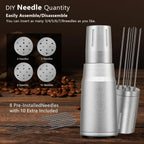 WDT Tool Espresso Distributor Accessory kit &1.7mm Thickness 150μm Mesh Puck Screen & 8 Magnets dosing ring Compatible with Breville Portafilter (WDT +51MM silver dosing ring&puck screen)