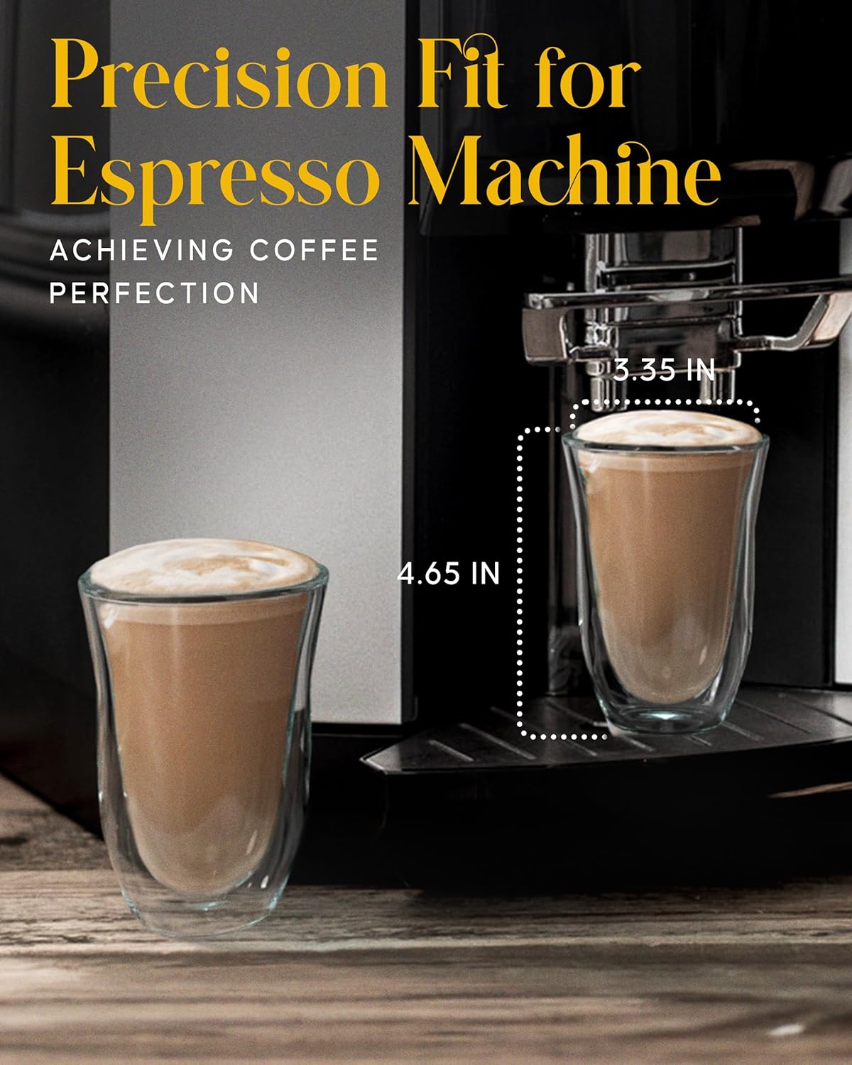 Kitchables Double Walled Glass Coffee Mugs Set of 4, 7.5oz - Insulated Clear Coffee Mug for Cappuccino, Latte, Tea, Espresso - Latte cup - Tazas Para Cafe