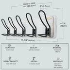 Dseap Coat Rack Wall Mounted - Heavy Duty Farmhouse Rustic Wall Coat Hanger With 5 Wire Hooks for Clothes Hat Jacket Towel, RusticWire, G25A, Whitewash & Black, Pack of 2