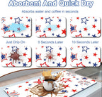 Coffee Bar Mat for Countertop, 17" X 28” Super Absorbent Dish Drying Mat, Large Kitchen Counter Mats Fits Under Coffee Maker, Non-slip Espresso Machine Pad, W Stars Freworks
