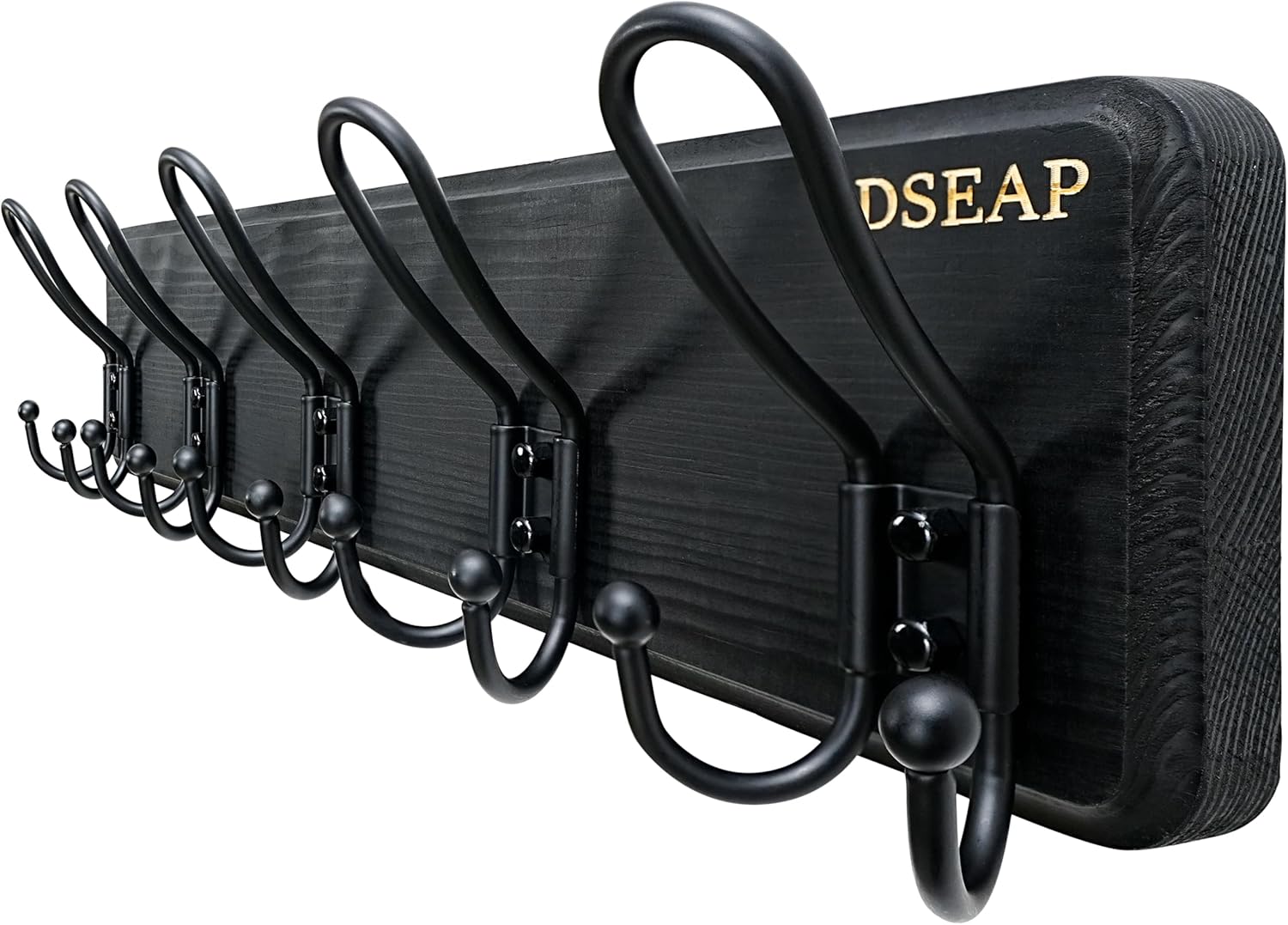 Dseap Coat Rack Wall Mounted - Heavy Duty Farmhouse Rustic Wall Coat Hanger with 5 Wire Hooks for Clothes Hat Jacket Towel, RusticWire, J1-5A, Black