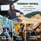 Electric French Press Coffee Maker, 120V Boil Water & Press Coffee 2-in-1, Portable Design for Camping, Travel, 6 Minute Brew Ready