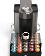 DecoBrothers Crystal Tempered Glass Vertuo Pod Holder Drawer, 30 Large or 60 Small Nespresso Capsule Organizer, Black