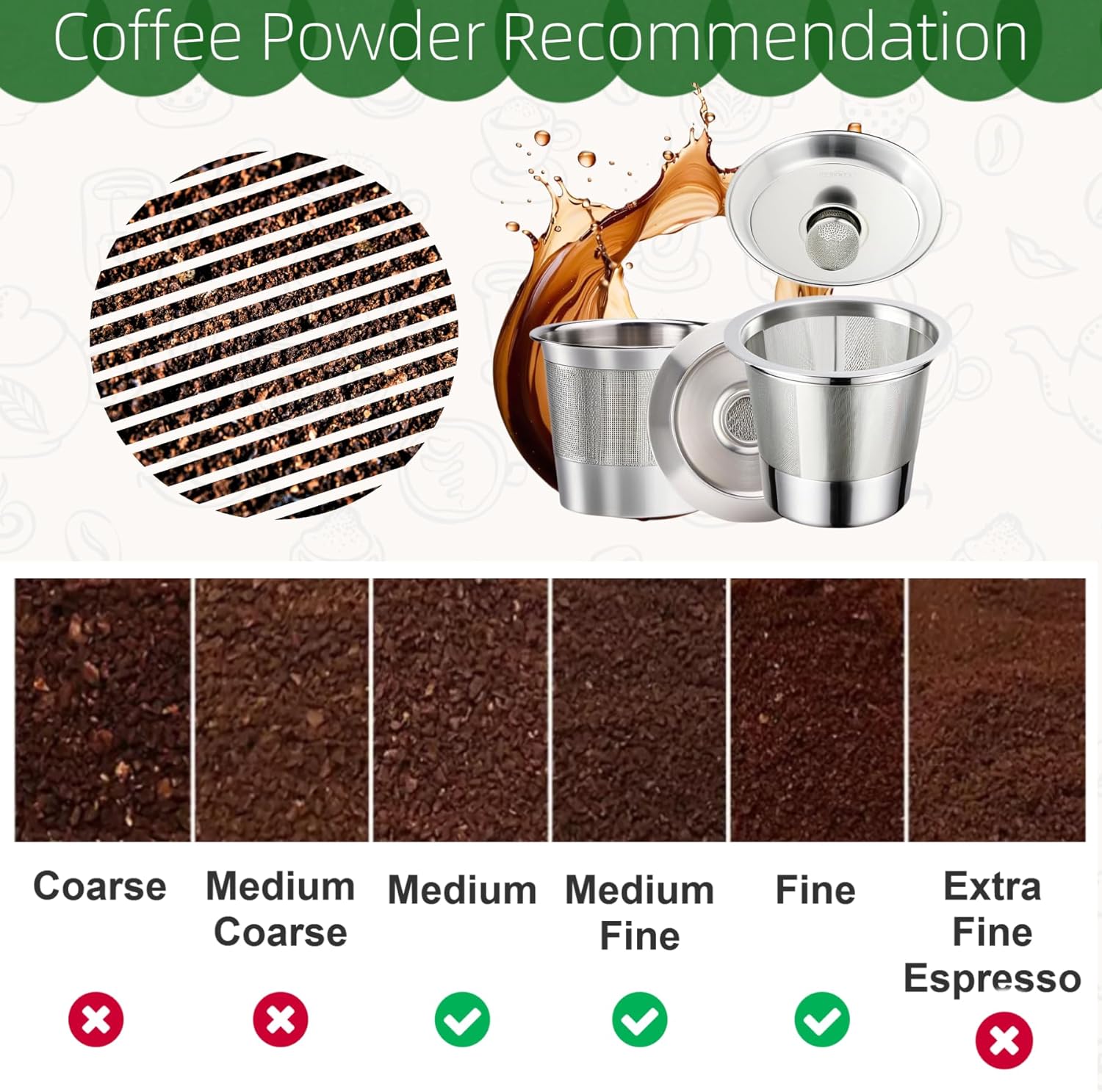 2 Pack Reusable K Cups for Keurig, Stainless Steel Reusable K Pods Coffee Filter, Refillable K Cups Compatible with Keurig 1.0