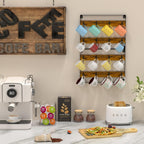 Coffee Mug Holder Rack Organizer - Wall Mounted Rack to Hold Up to 16 Mugs (2Pack), Rustic Wood Cup Organizer Rack & Display Shelf for Kitchen, Coffee Bar, Home, Office