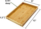Bam & Boo (4-Pack) Natural Bamboo Rectangle Serving & Vanity Tray - for Kitchen, Bathroom, Countertop, Coffee Table (13" x 9" x 1.2")