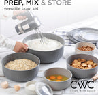 COOK WITH COLOR Prep Bowls with Lids- Wide and Deep Nesting Plastic Small Mixing Bowl Set with Lids, 12 Piece Set - Wide Bowls, Gray