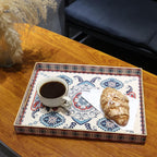 Rectangle Plastic Serving Tray with Handles, Elegant Decorative Tray for Coffee Table, Ottoman, Living Room, Kitchen, Outdoor Use. 12"*16"*1.6" C