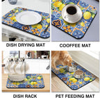 Dish Drying Mat for Kitchen Counter 20x12in Washable Quick Dish Drying Pad Rubber Backed Absorbent Draining Mat Fit Kitchen Counter,Bar,Under Sink,Dishes,Utensils,Dish Rack