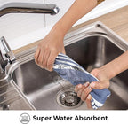 Urban Villa Kitchen Towels 100% Cotton Dish Towels for Kitchen (Set of 6) 20”x30” Dish Cloths Highly Absorbent Kitchen Linen Set with Hanging Loop Perfect for Drying Dishes Cleaning Towels-Blue White