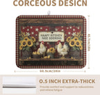 Vintage Rooster Dish Drying Mat Farmhouse Summer Sunflower Kitchen Dish Drying Pad Absorbent Fall Dish Dryer Mat for Kitchen Countertops Microfiber Dishes Drainer Pad Dish Drying Rack Mat (18x24 in)