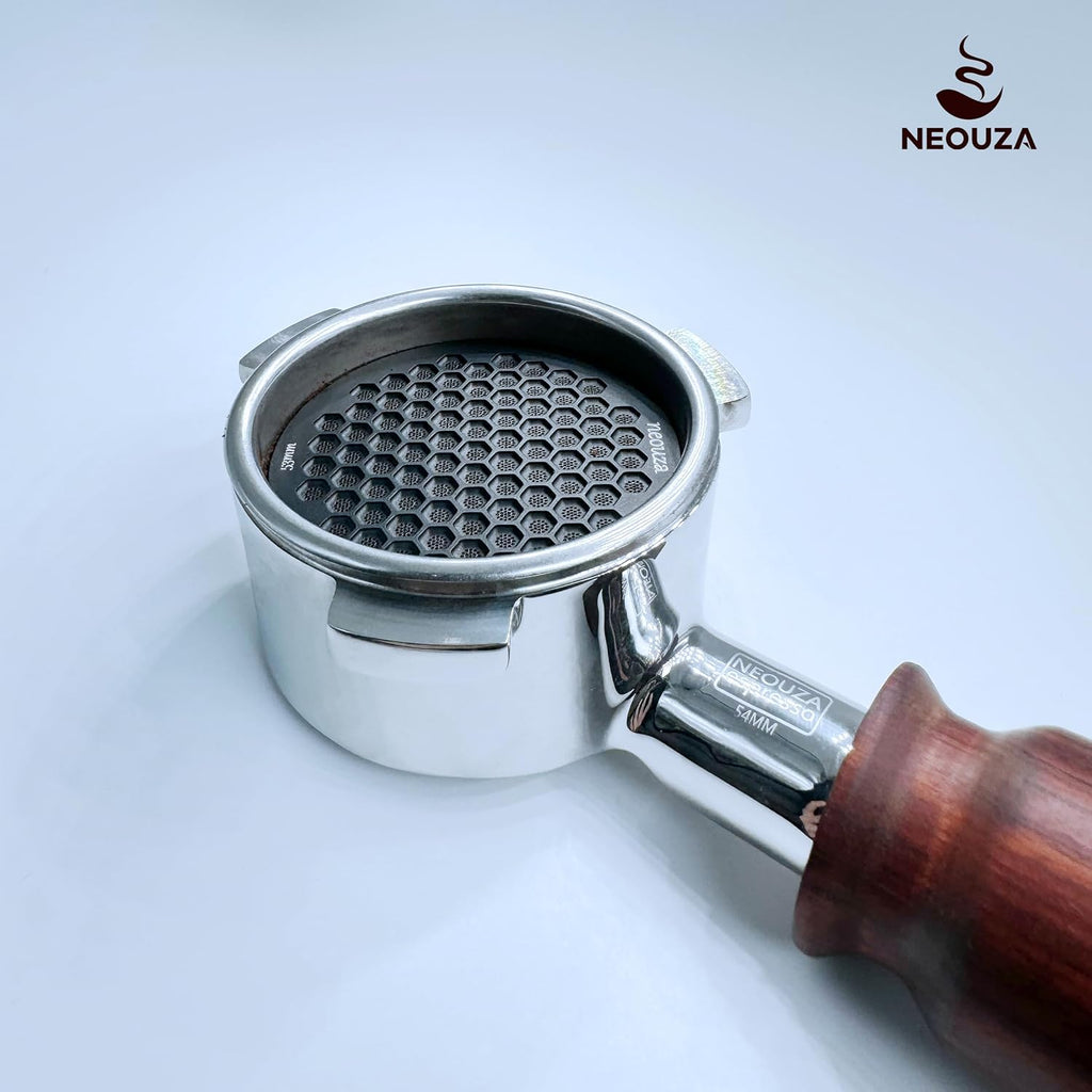 NEOUZA V4 Espresso Puck Screen 0.8mm Thickness Honeycomb Mesh Double Layer Black Protective Coating for Coffee Portafilter Basket (2, Silver, 51mm)