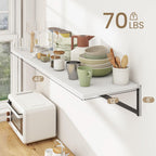 Dreamland Floating Shelves for Wall, 12 Inch Deep Floating Shelves Set of 2, 48W x 12D Large Wall Shelf with Sturdy Metal Brackets for Living Room, Bathroom, Bedroom and Kitchen, White