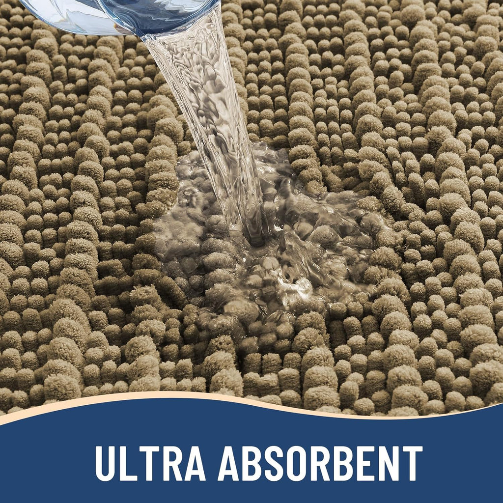 Arotive Luxury Chenille Bathroom Rug Mat, Extra Soft Thick Absorbent Shaggy Bath Rugs, Non-Slip Machine Wash Dry, Plush Bath Mats for Bathroom, Shower and Tub, 45x27, Camel