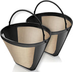 GoodCups 2-Pack Reusable #4 Cone Coffee Filters for Cuisinart 10–14 Cup Brewers (DCC-3200, DCC-1200, DCC-3400) & Ninja Coffee Makers, Stainless Steel Mesh, Permanent, Dishwasher-Safe