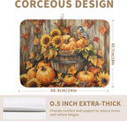 Fall Pumpkin Dish Drying Mat Autumn Maple Leaves Thanksgiving Large Kitchen Mats Dish Drying Pad Absorbent Dish Dryer Mat for Kitchen Countertops Microfiber Drainer Pad Dish Drying Mats (18x24 in)