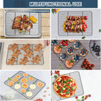 P&P CHEF Cooling Baking Rack Pack of 2, Stainless Steel Cooling Racks for Cooking Baking Roasting Grilling Drying, Dense Wires & Smooth Edge, Easy to clean, Black,15.3" x 11.25"