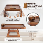 Tinamo Acacia Wood Sofa Armrest Tray with Phone Holder - Large Sofa Arm Tray Table Clip - Couch Arm Table for Wide Couches - Wooden Side Tables for Small Spaces for Eating and Drink(13.8" x 9.5" x 1")