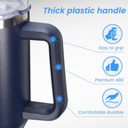 DOMICARE 40 oz Tumbler with Handle and Straw, Stainless Steel Tumbler with Lid and Straw, Reusable Vacuum Insulated Cup, Travel Coffee Mug, Navy Blue, 4Pack
