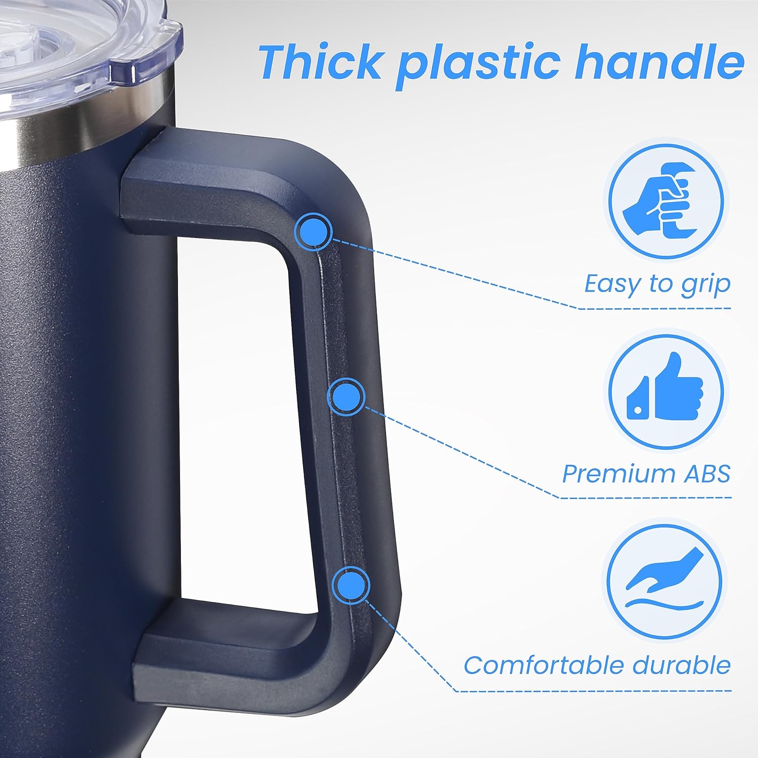 DOMICARE 40 oz Tumbler with Handle and Straw, Stainless Steel Tumbler with Lid and Straw, Reusable Vacuum Insulated Cup, Travel Coffee Mug, Navy Blue, 4Pack