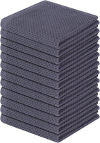 Homaxy 100% Cotton Waffle Weave Kitchen Dish Cloths, Ultra Soft Absorbent Quick Drying Dish Towels, 12 x 12 Inches, 12-Pack, Dark Grey