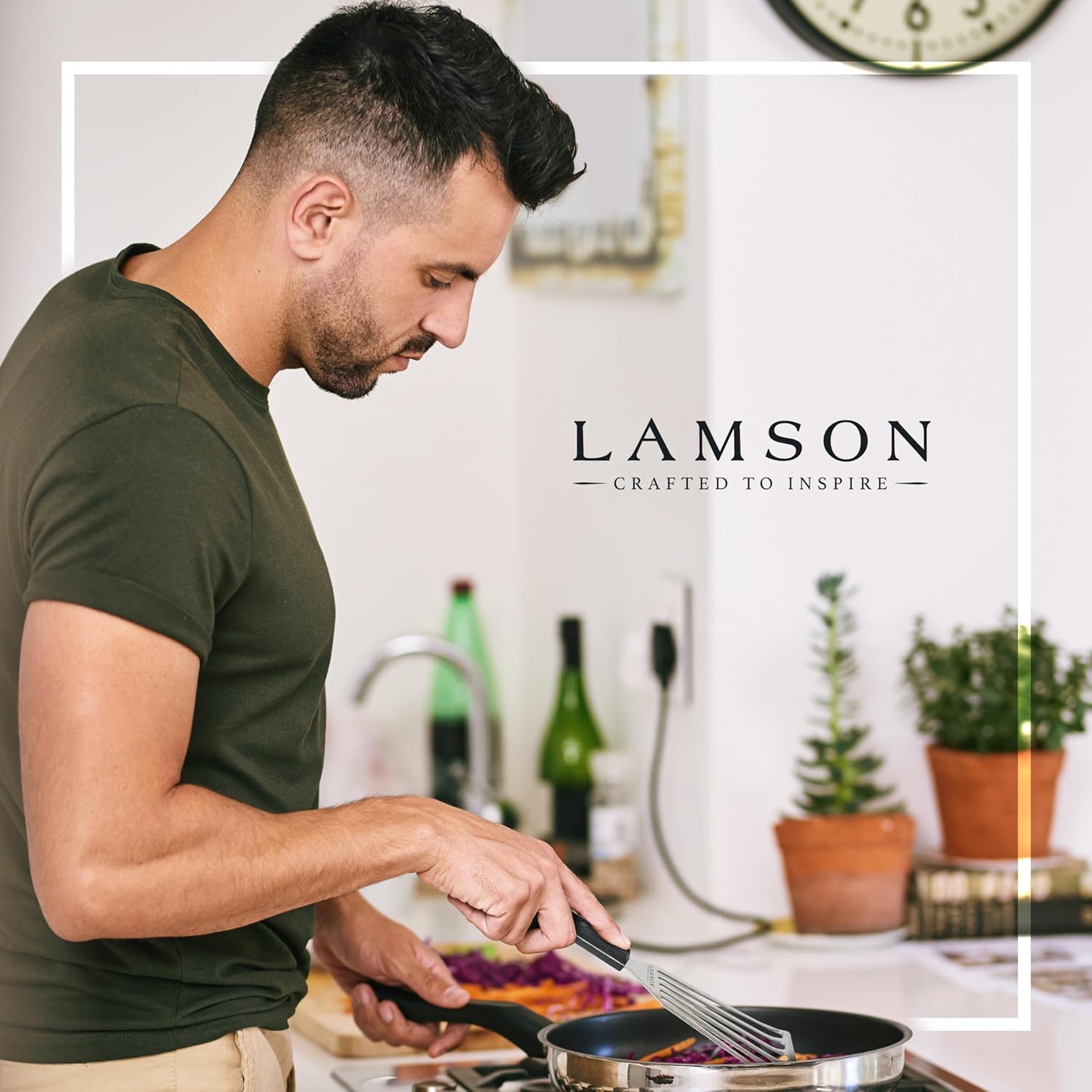 Lamson 3' x 6" Chef's Slotted Turner with Walnut/POM Handle - Right-Hand (Black)