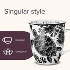 Karma Gifts 16 oz Black and White Boho Mug Sea Turtle - Cute Coffee and Tea Mug - Ceramic Coffee Mugs for Women and Men, 1 Count (Pack of 1)