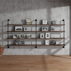 Industrial Pipe Wall Shelves Pipe Shelving with Real Wood Plank,60 Inches Floating Shelves for Wall Farmhouse Pipe Book Shelves Dark Brown 4 Tier for Kitchen,Living Room Decor and Bar Shelving