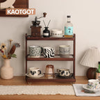 Coffee Mug Holder Wooden Cup Rack,3-Tier Acrylic Home Wood Mug Display Rack for Kitchen Countertops, Coffee Bars, Syrup, Cups, Stirrers