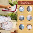 Maison d' Hermine Pot Holders 100% Cotton Heat Resistant Potholders 8" x 8" Hot Pads with Loop BBQ, Cooking, Baking, Grilling, Kitchen, Handling Hot Pans (Pack of 1, Fairytale Forest)