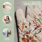 Maison d' Hermine Oven Gloves 100% Cotton Oven Mitt 7" x 13" with Loop Heat Resistant, BBQ, Cooking Gloves, Baking, Grilling, Kitchen, Handling Hot Pans (Pack of 1, Recolte)