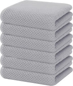 Homaxy 100% Cotton Waffle Weave Kitchen Dish Towels, Ultra Soft Absorbent Quick Drying Cleaning Towel, 13 x 28 Inches, 6-Pack, Light Gray