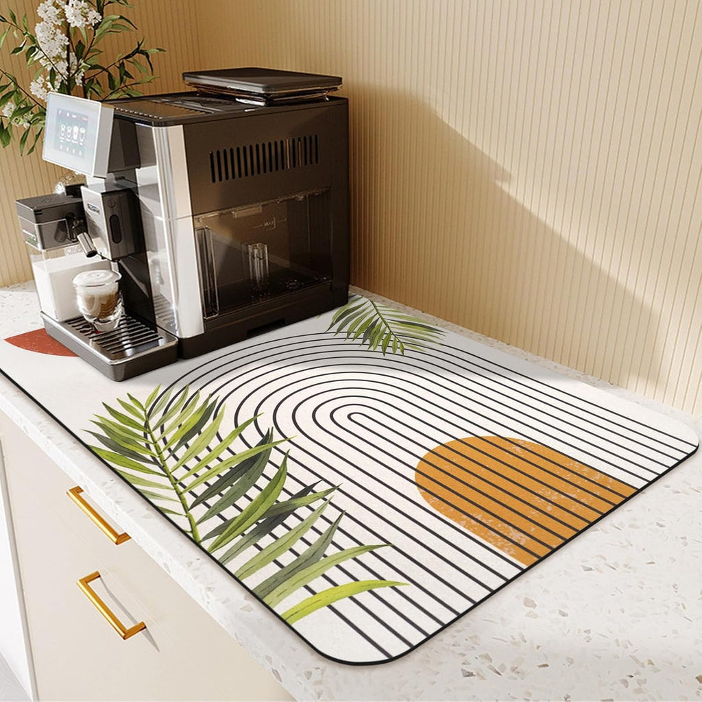 19.5" x 12" Dish Drying Mat & 24" x 5.5" Sink Splash Guard, Super Absorbent Drainer Rack Mat for Kitchen Counter Coffee Bar