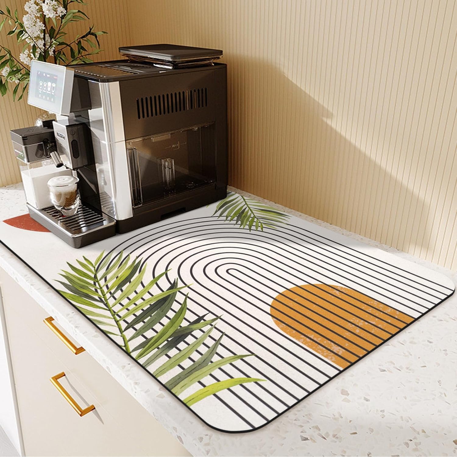 19.5" x 12" Dish Drying Mat & 24" x 5.5" Sink Splash Guard, Super Absorbent Drainer Rack Mat for Kitchen Counter Coffee Bar