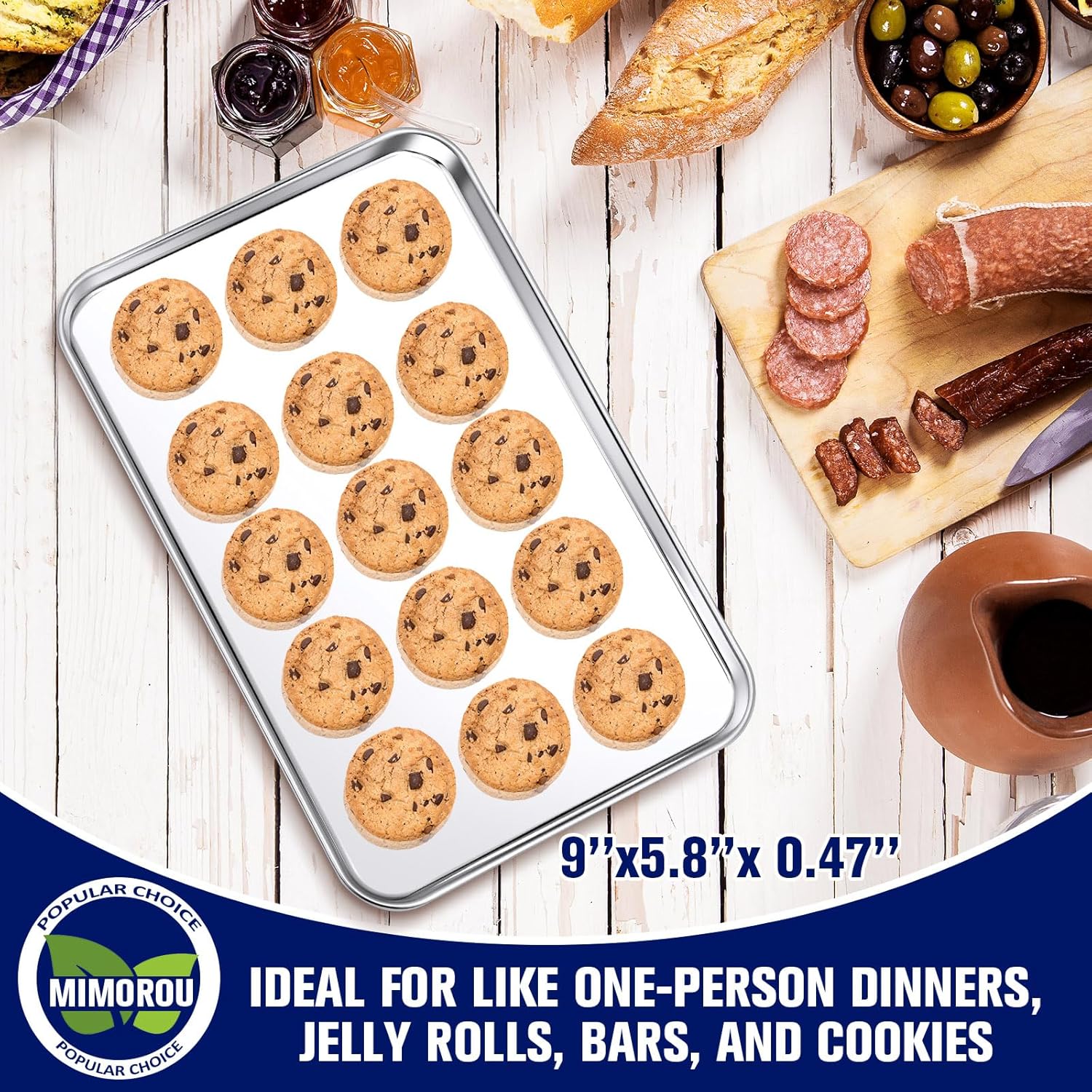 Mimorou 12 Pcs Baking Sheet Stainless Steel Cookie Small Metal Sheet Pans Professional Rectangle Oven Trays Kitchen Baking Cooking Oven and Toaster, Dishwasher Safe