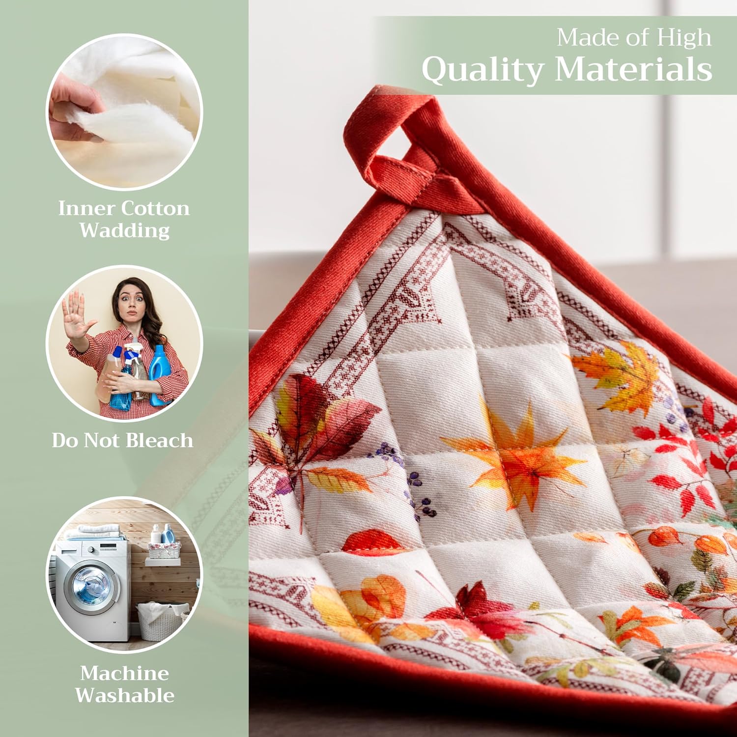 Maison d' Hermine Pot Holders 100% Cotton Heat Resistant Potholders 8" x 8" Hot Pads with Loop BBQ, Cooking, Baking, Grilling, Kitchen, Handling Hot Pans (Pack of 1, Amarante)