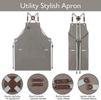 Kitchen Apron, Work Apron, Canvas, Multiple Pockets, Gardening, Painting, BBQ, Artist, Carpenter, Sizes M to XXL, Dark Gray