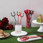 6 Inch Derby Drink Plastic Stirrers Swizzle Sticks for Cocktails Coffee Reusable U Shaped Horseshoe Drink Stirrers for Coffee Beverage Party Bar Weddings Events(Black,red,30 Pcs)