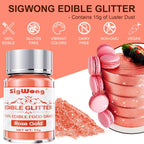 Rose Gold Edible Glitter - 15g Food Grade Luster Dust Powder, Cake Decorating Sprinkle Glimmery Dust for Drinks, Wine, Fondant, Chocolate, Candy, Cookie, Vegan