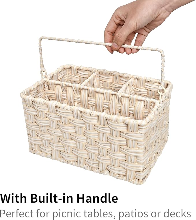 GRANNY SAYS Wicker Utensil Organizer, Silverware Caddy, Countertop Spoon and Fork Holder